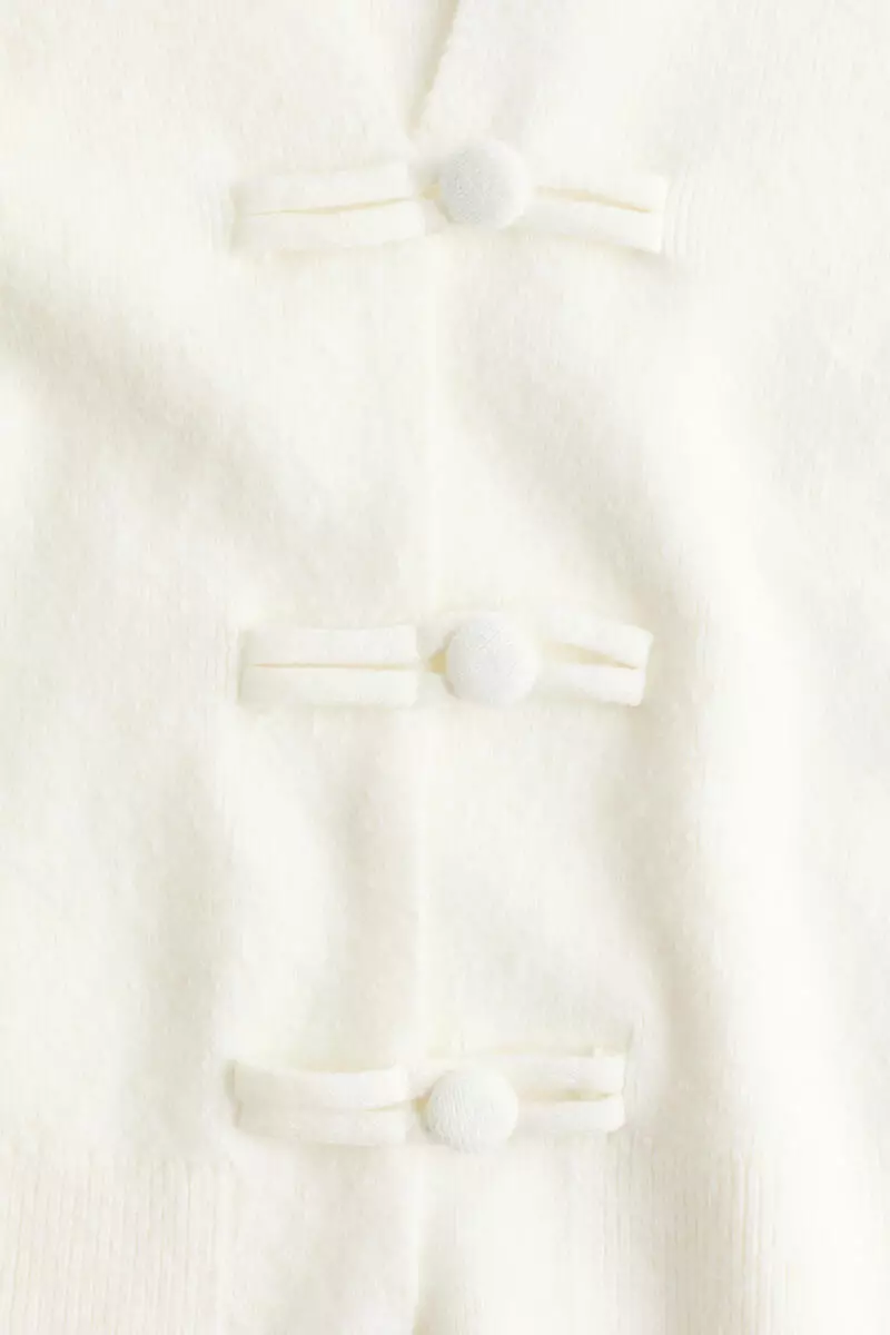 V-neck knot-button cardigan