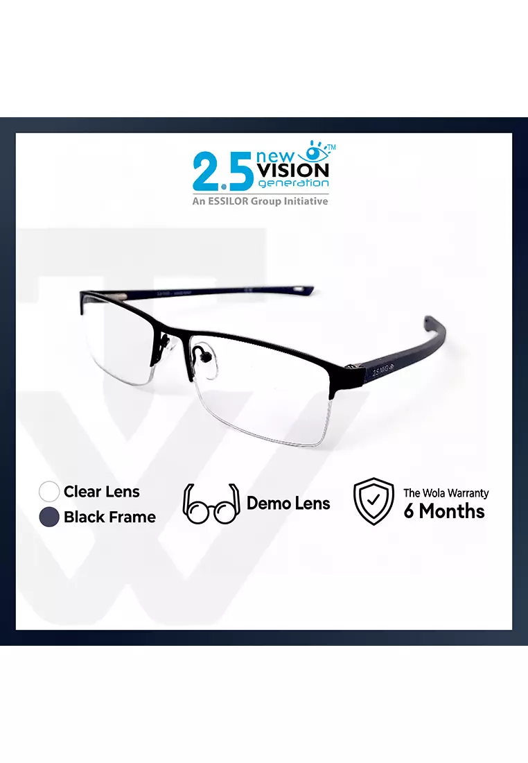 OPH Men's Rectangle Frame Black Metal Optical Frame with Demo Lens OPH1080208