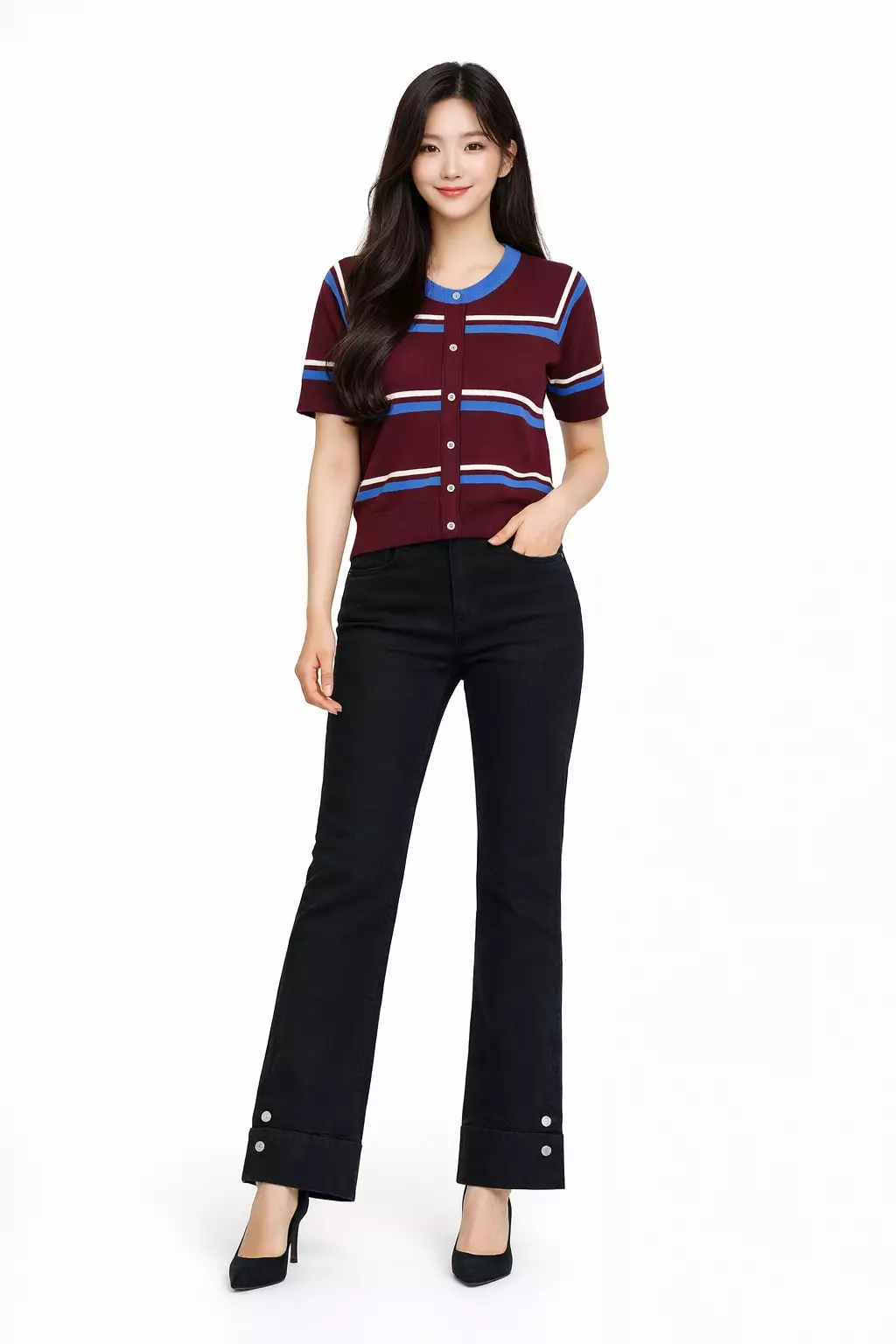 Yeon Knit Blouse in Maroon
