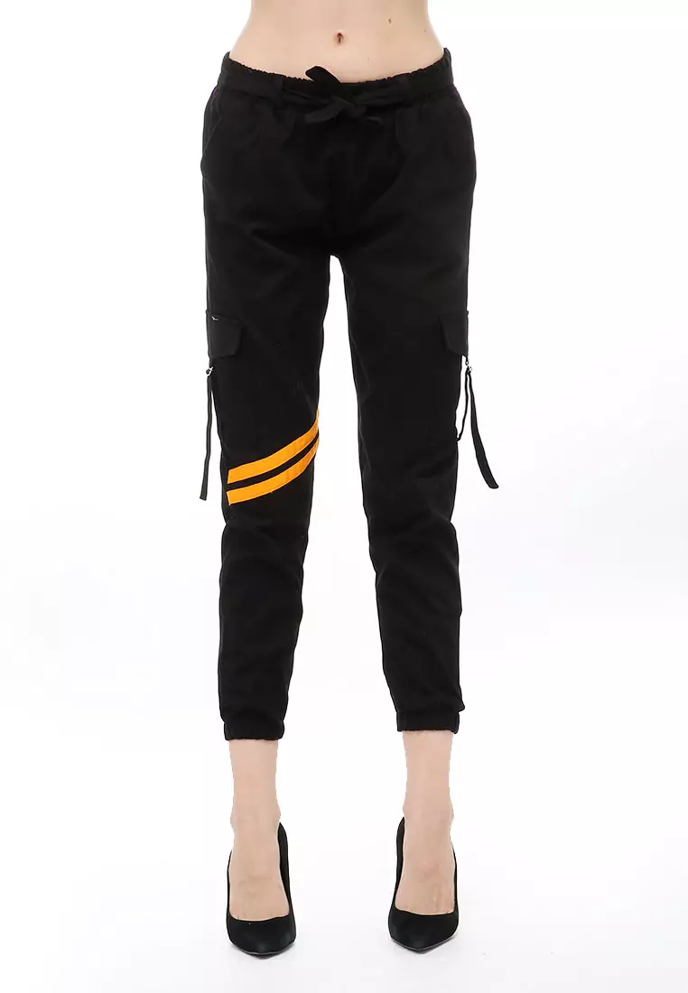 Jourel Jogger Pants Wanita Style Knee Line Material Combed twell Stretch Premium ORIGINAL - Black