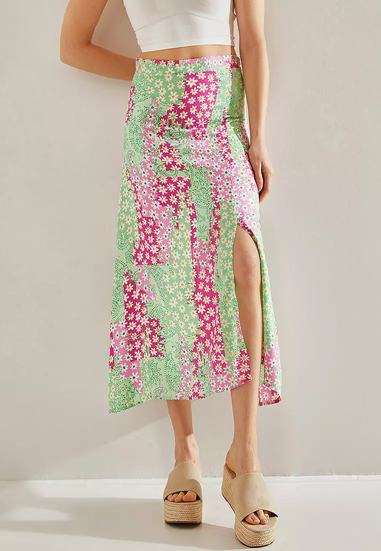 Viscose Slit Midi Skirt