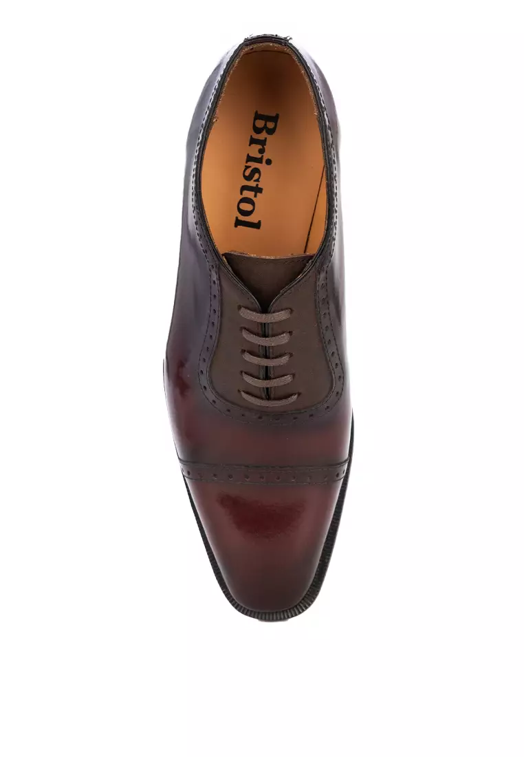 Brixton Maroon Brush-off Captoe Oxford