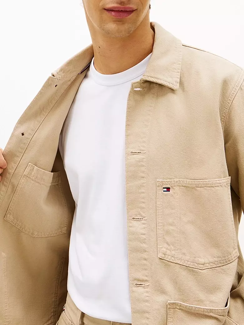 Tommy Hilfiger - Washed Flag Embroidery Denim Chore Jacket
