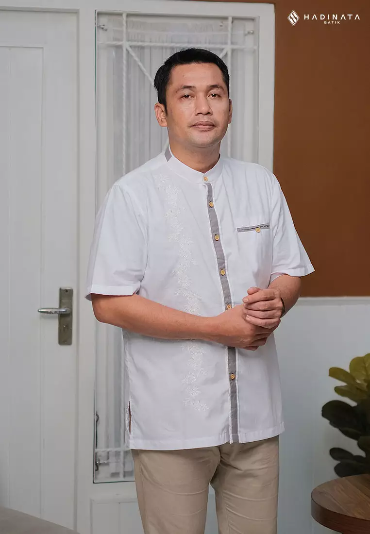 Hadinata Batik Premium Kemeja Pria Lengan Pendek Koko Dobby Omar