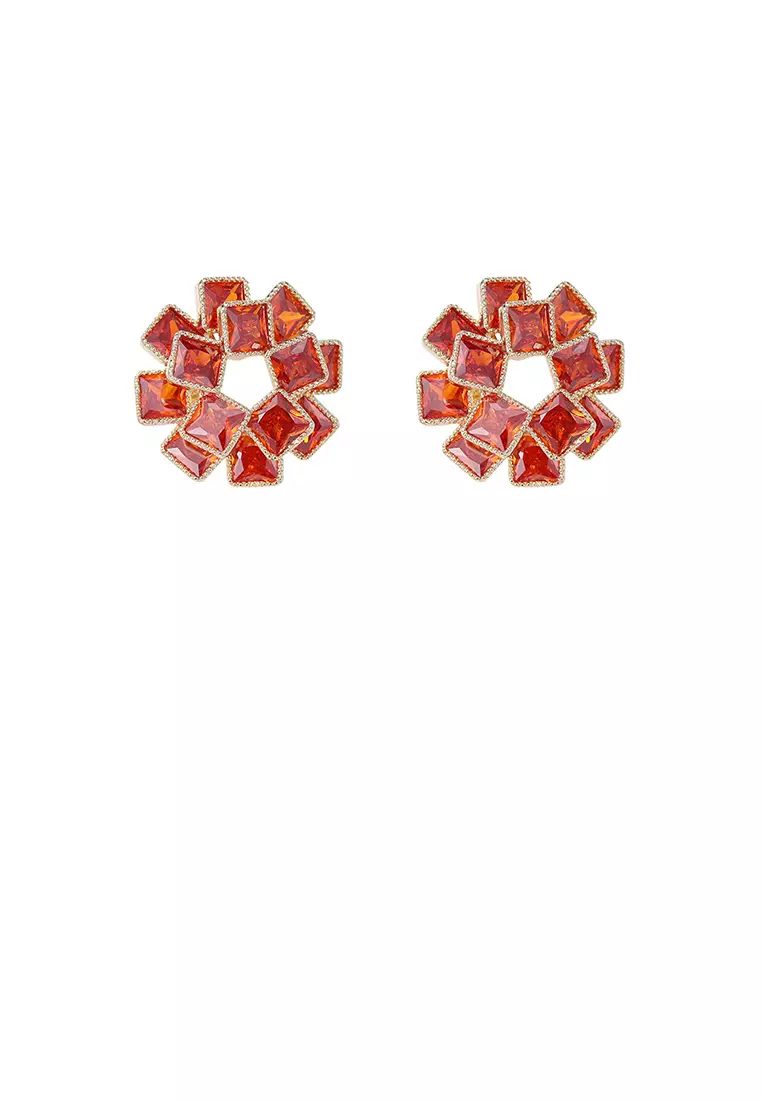 Red best sale square earrings