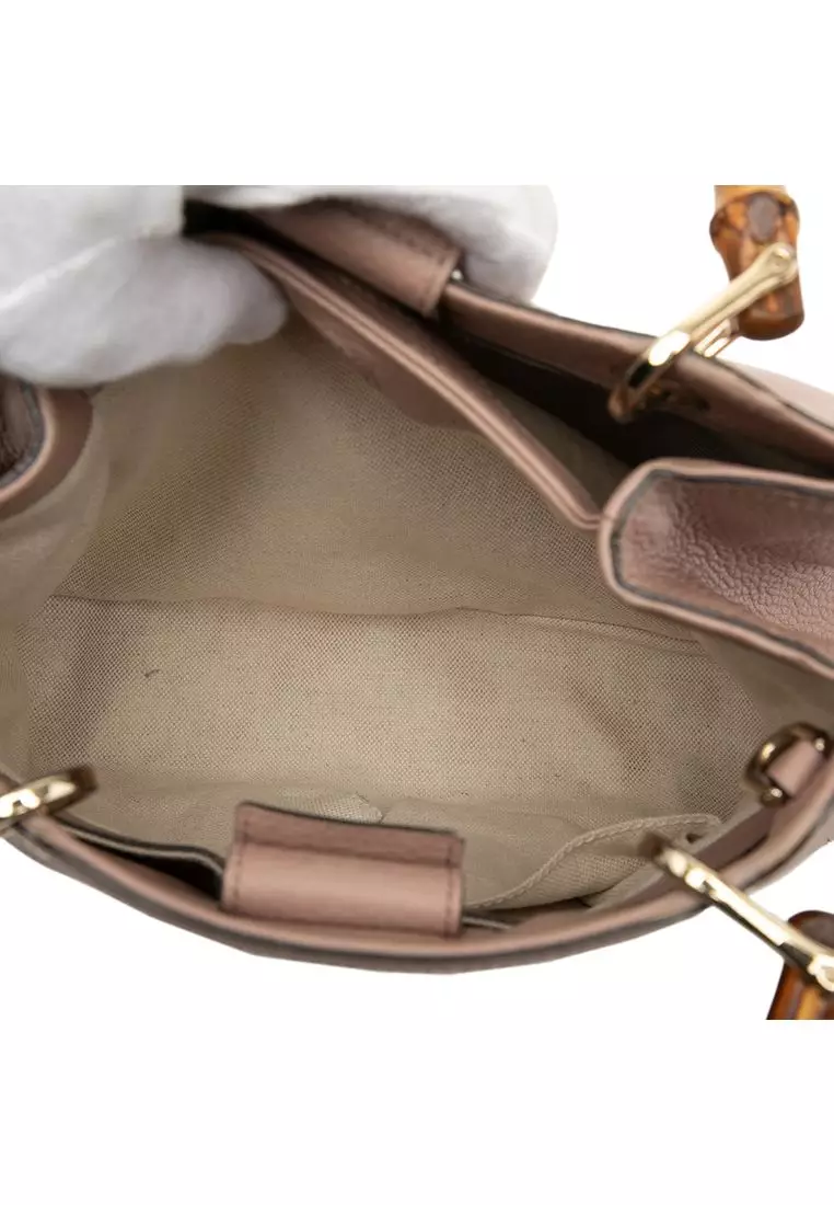 Pre-Loved Gucci Small Calfskin Bamboo Shopper Satchel