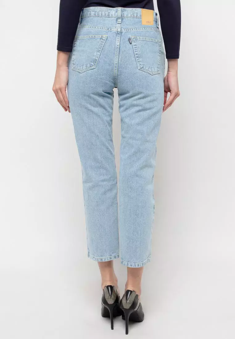 Plain Boyfriend Jeans in Light Blue
