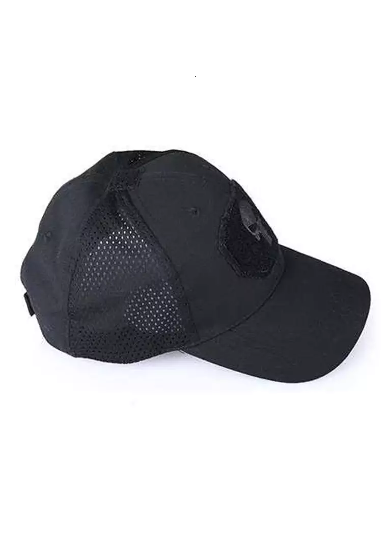 Drsh Topi Mesh Baseball Army Look Punisher Skull Material Polyester ORIGINAL - Black
