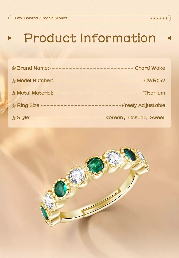 Cincin Wantia Titanium Zircon 5A Korea Vintage Free Size Perhiasan Wanita Cincin Cewek Original