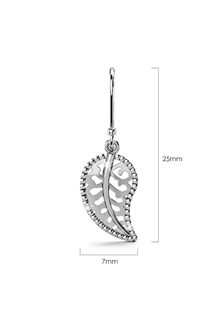 Solid 925 Sterling Silver Leaf Dangle Earrings