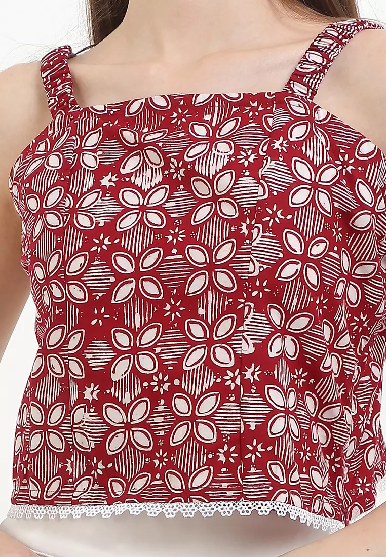 Sleeveless Inner Top Atasan Wanita Basic Kawung Red Tanpa Lengan