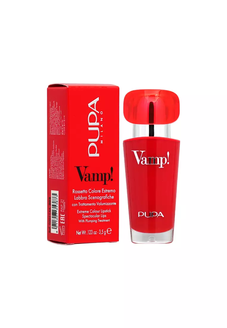 Pupa Vamp! Lipstick, 302 Ruby Red, 3.5g