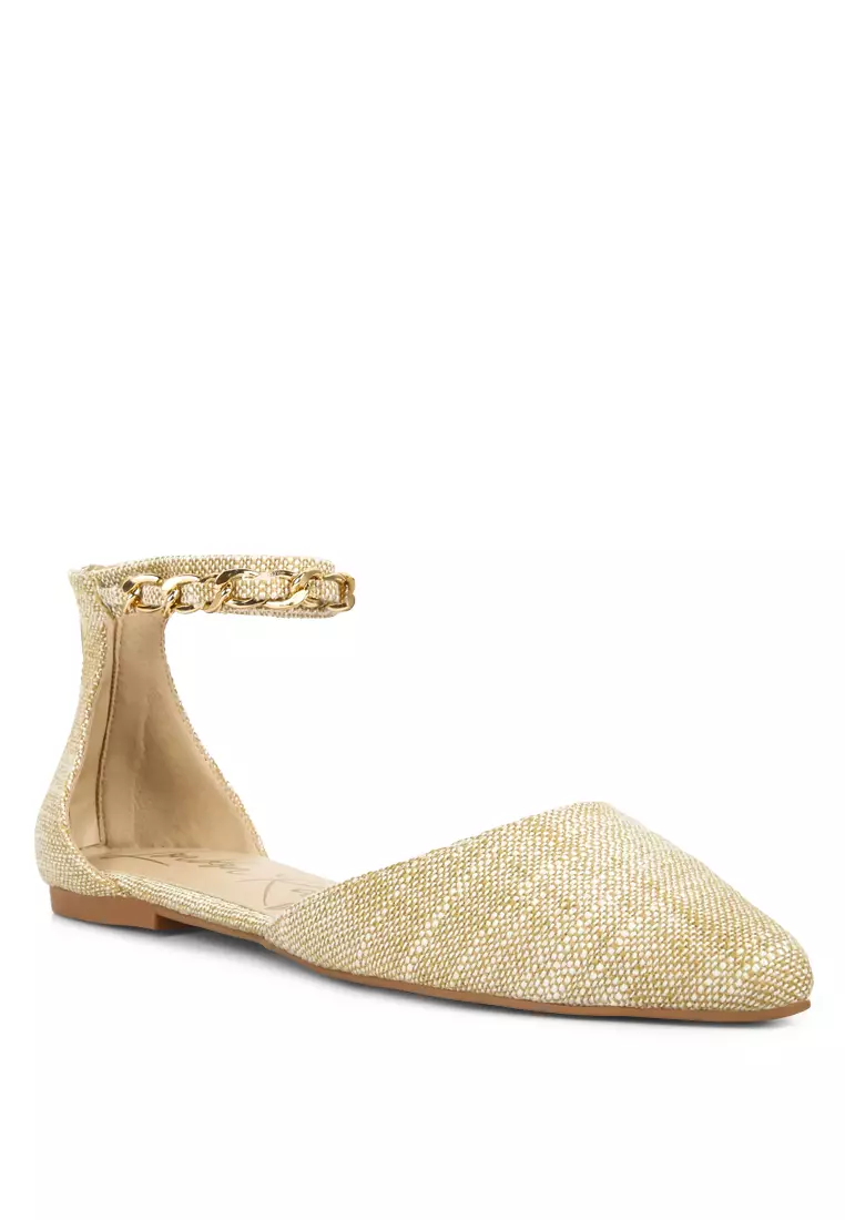 Gold flat discount ankle strap sandals