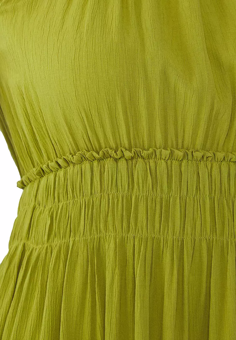 Khaki Halter Neck Woven Dress Tbbss23Ah00207