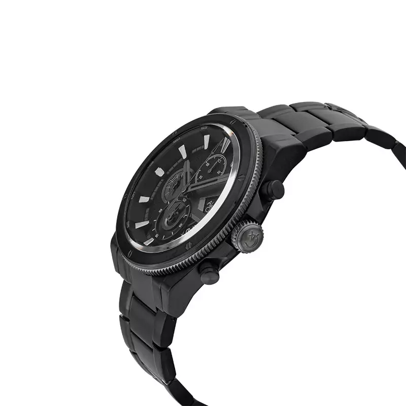 Jam Tangan Pria Alexandre Christie Chronograph AC 6619 MC BEPBA Men Black Dial Black Stainless Steel Strap