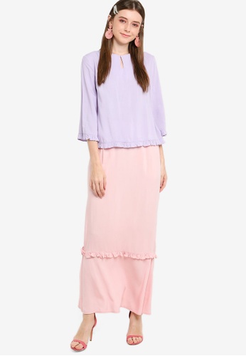 Frill Kurung Set from Lubna in Purple