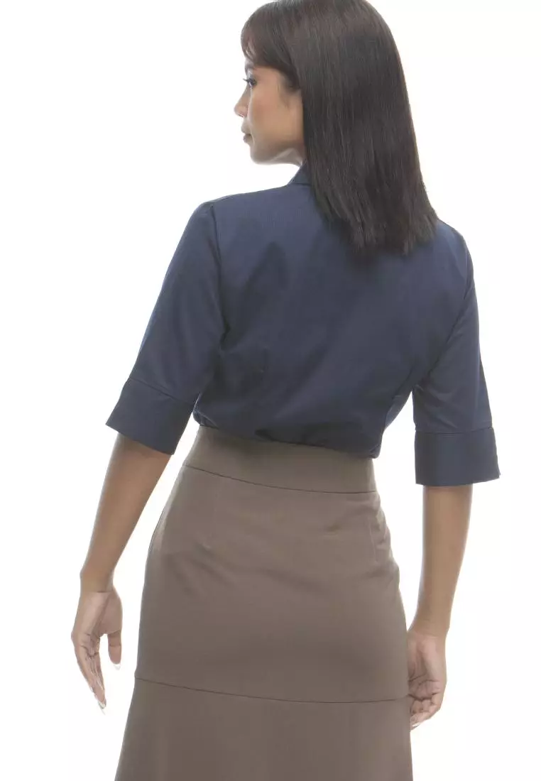 Divina Pinstripe 3/4 Sleeve Office Blouse