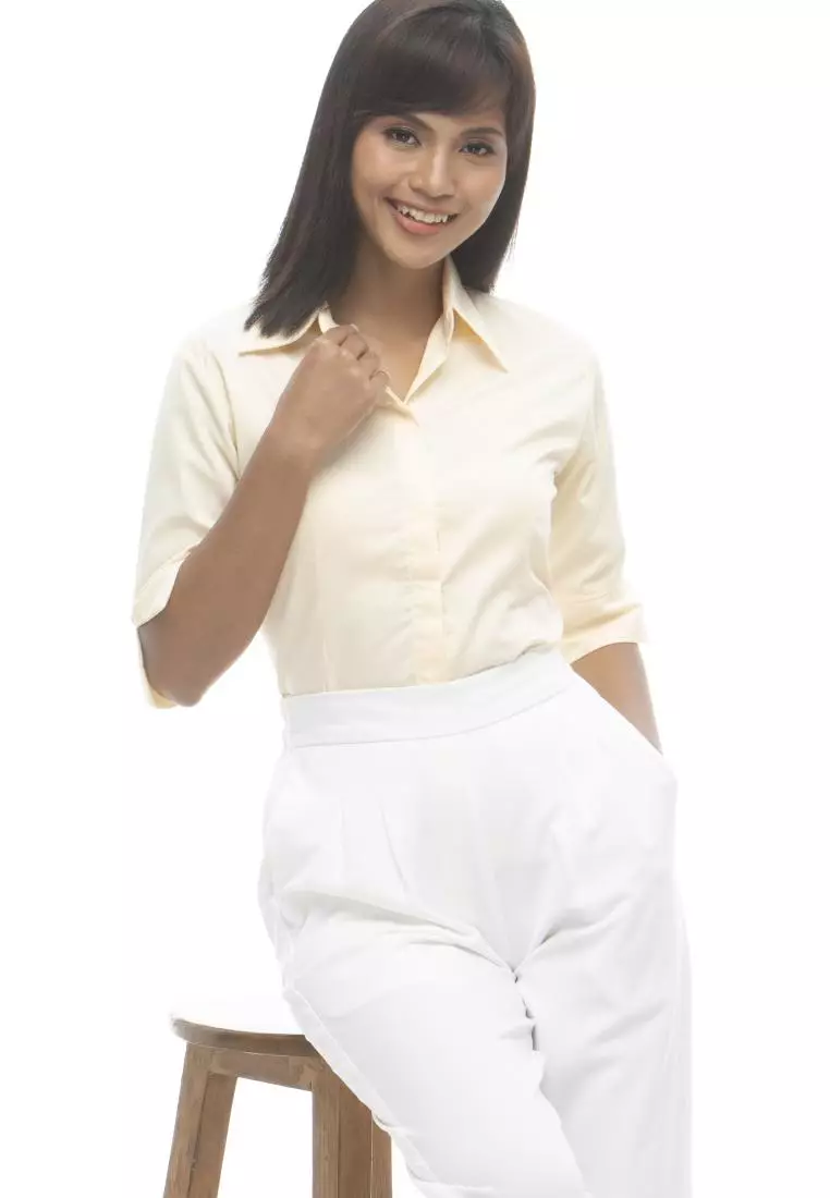 Divina Pinstripe 3/4 Sleeve Office Blouse