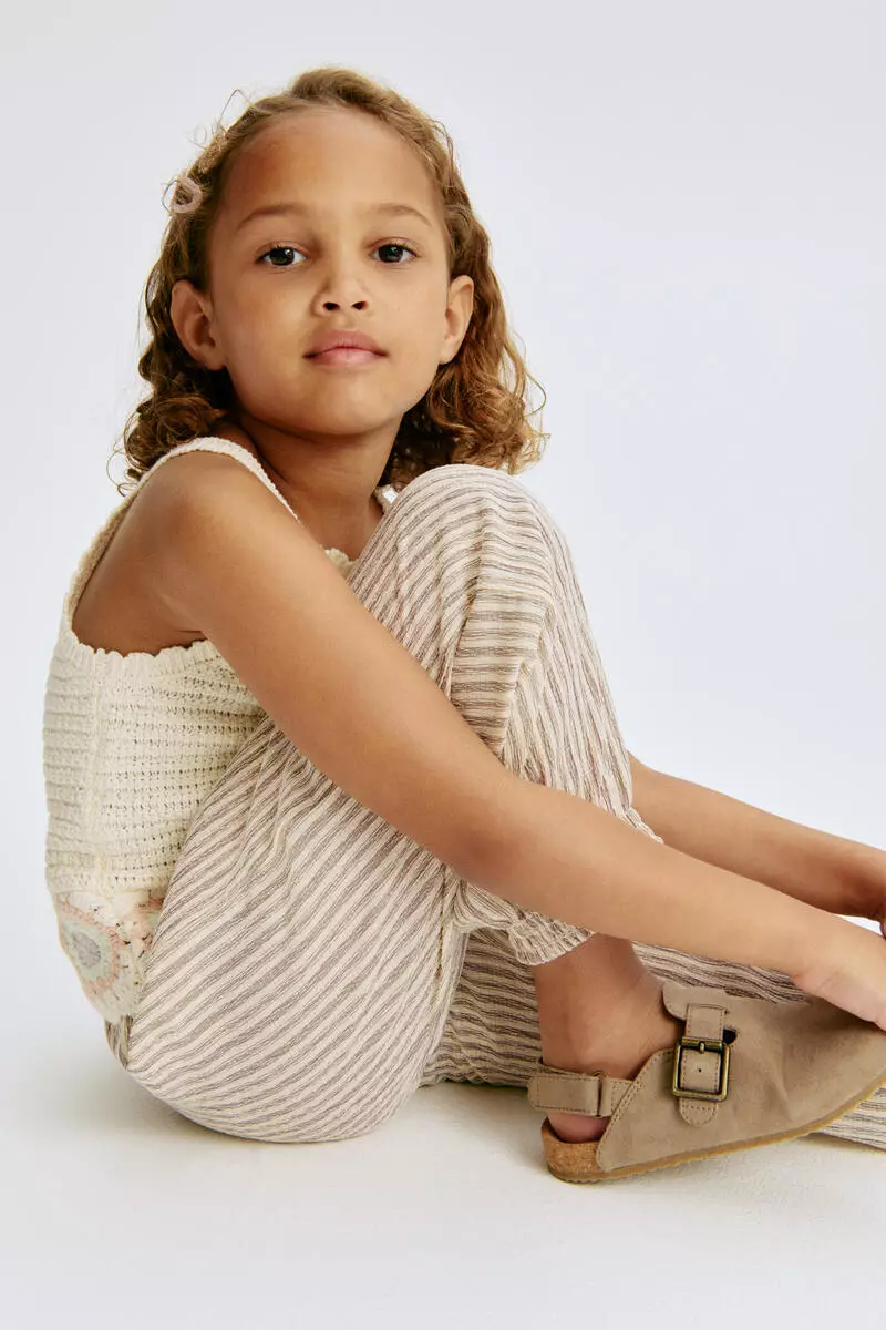 Textured jersey trousers