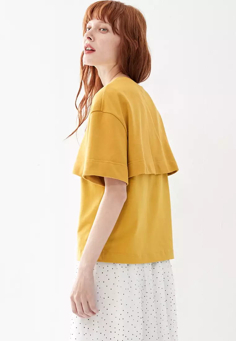 Two Layer Graphic Mustard Tee