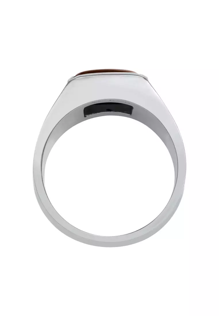 EXCLUSIVE Cincin Perhiasan Perak 925 Pria Signet Tigers Eye