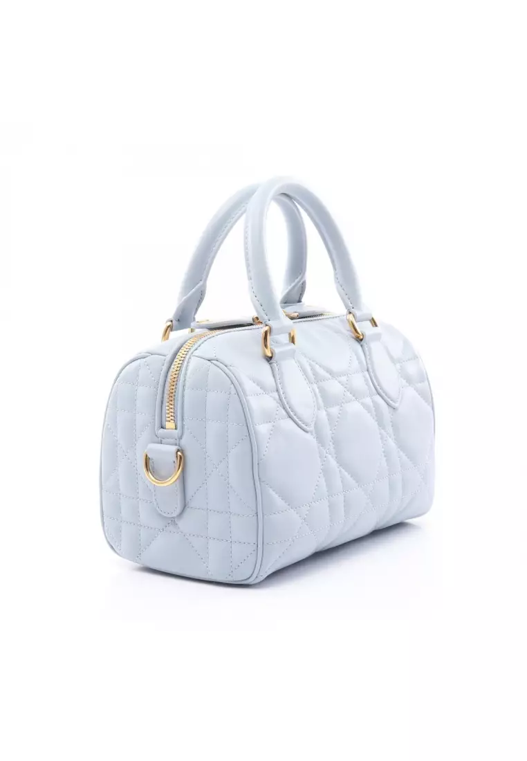 Pre-Loved Christian Dior groove 20 Macro Cannage Handbag leather Light blue 2WAY