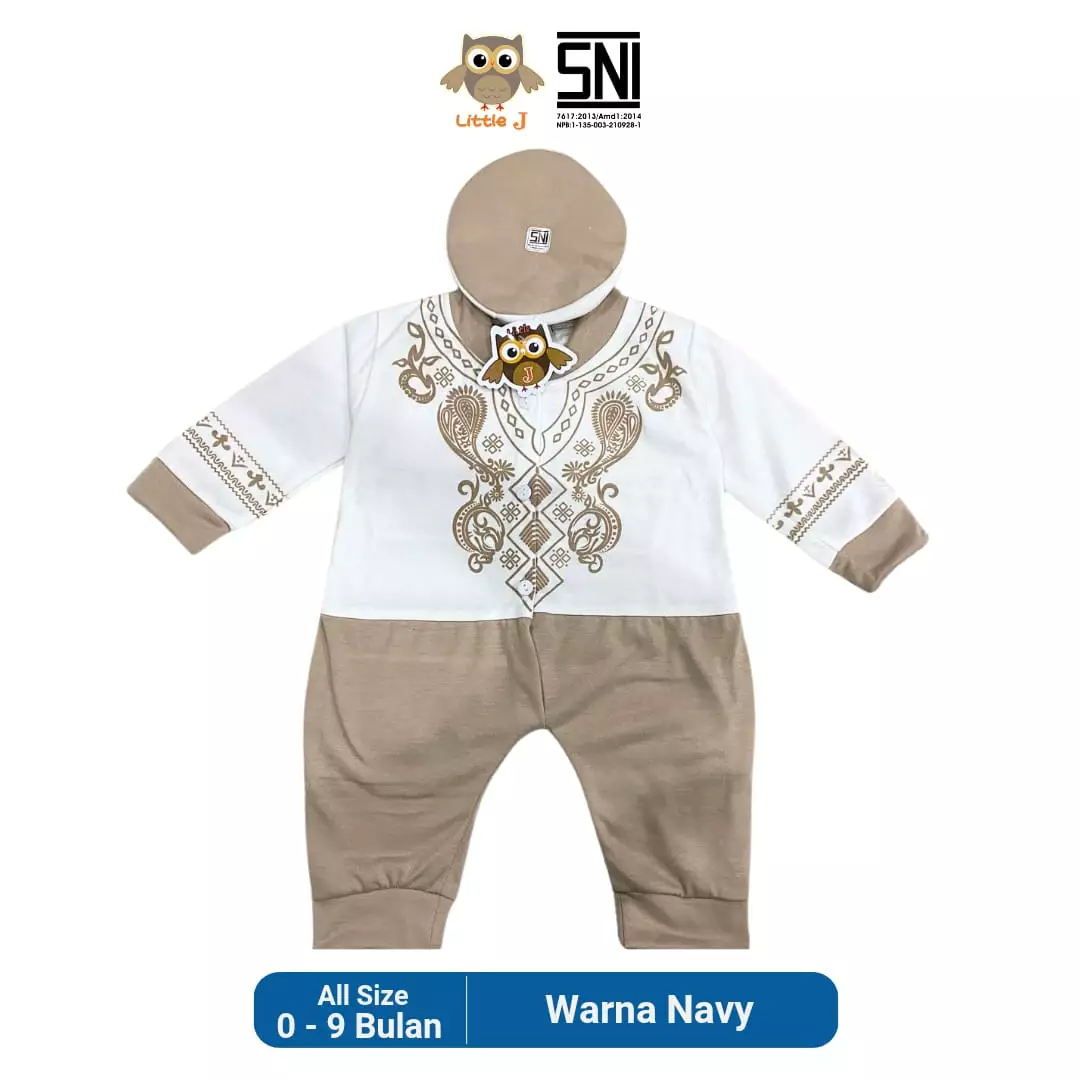 Little J - Koko Set + Peci (Baju Koko baby laki-laki beserta peci) Hijau Soft