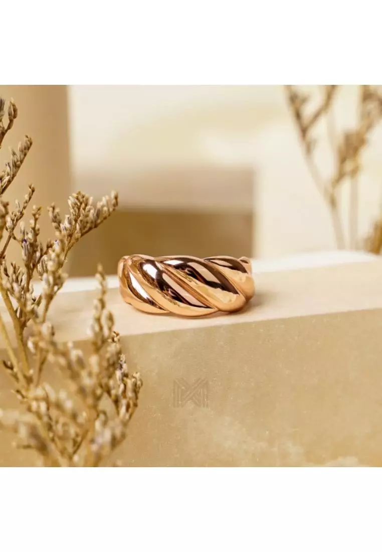 Millennia 2000 Croissant Rose Gold Ring with 925 Sterling Silver