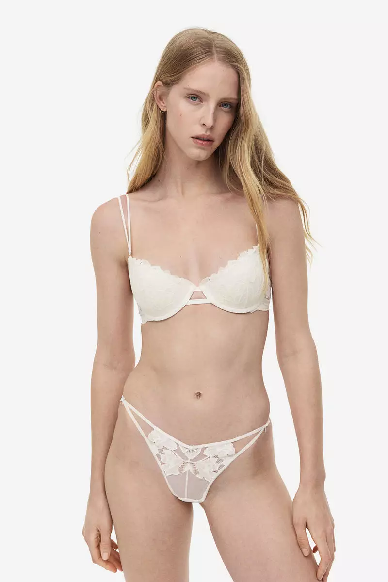 Buy H&M Lace push-up bra in White Light 2024 Online