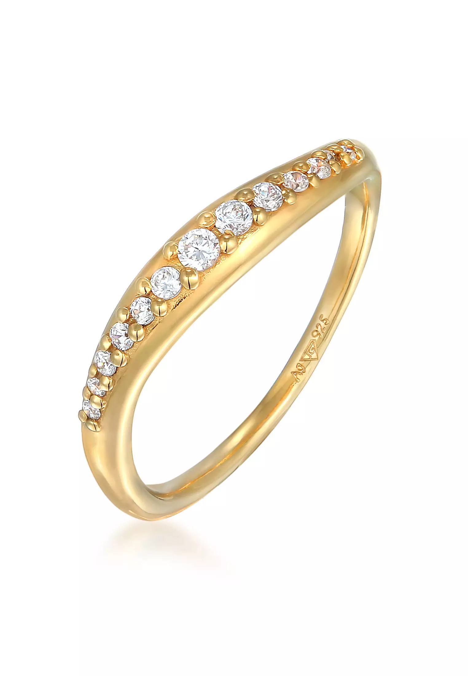 Buy ELLI GERMANY Ring Stack Curved Elegant Zirconia Crystals Gold