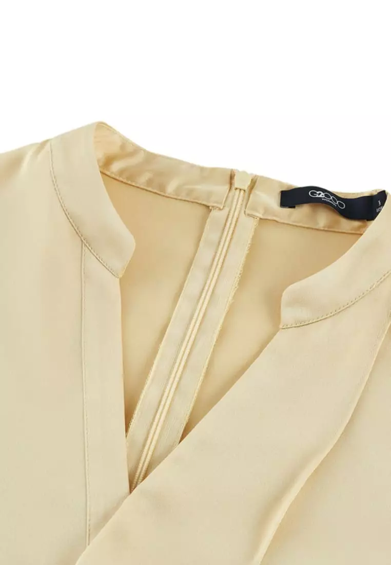 Satin Asymmetric Ruffled Blouse