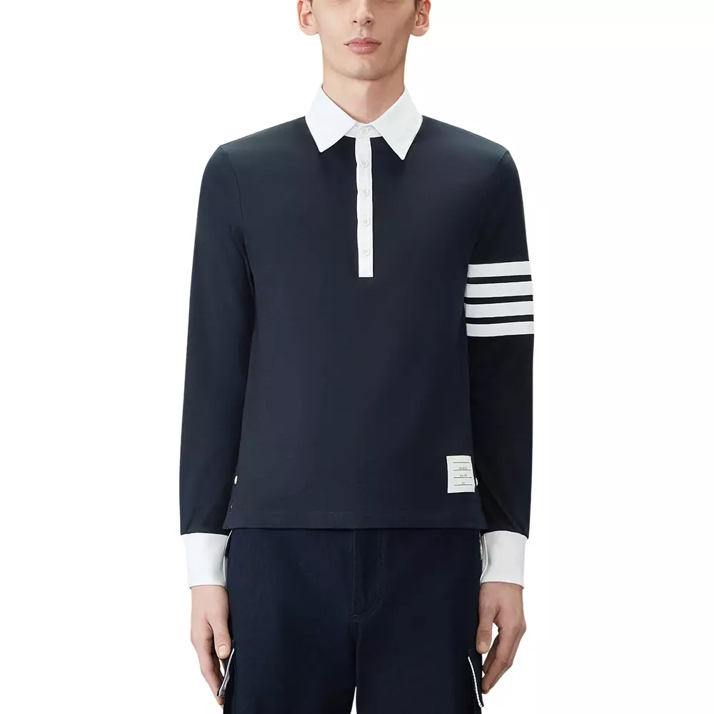 Jersey 4-Bar Rugby Polo Shirt Navy Men