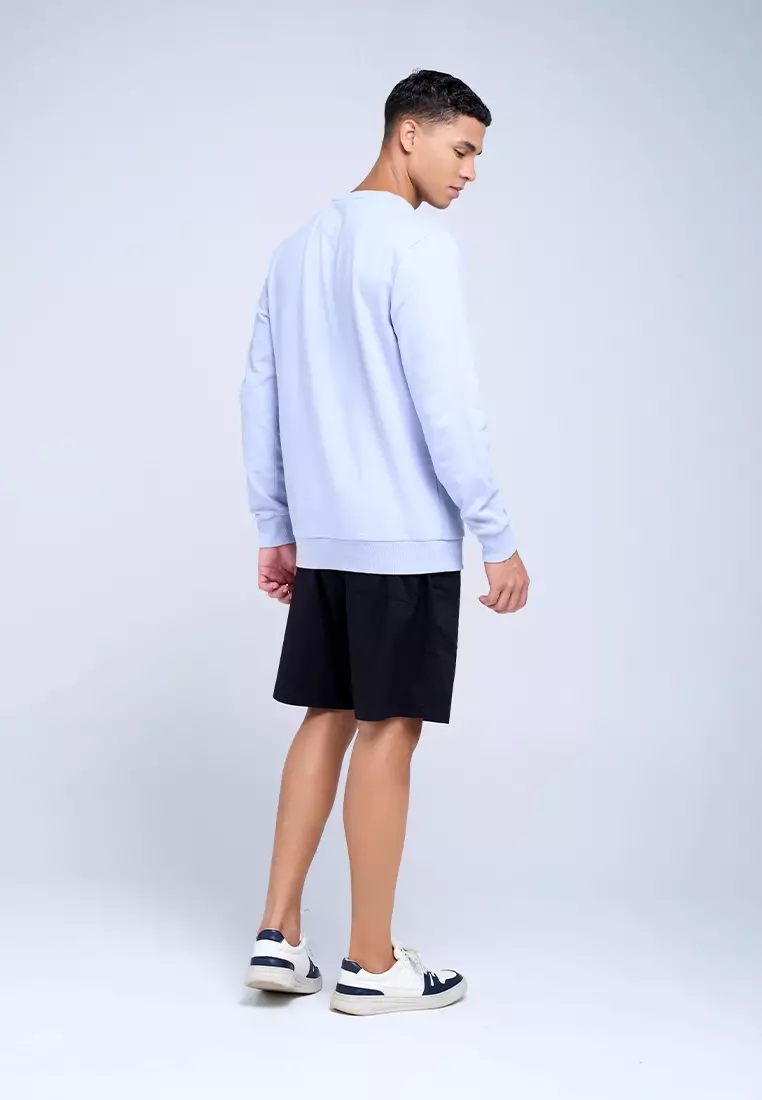 MANZONE - Sweatshirt Dobby Lengan Panjang Pria Jefro 02 - Light Blue Warna Blue_Light