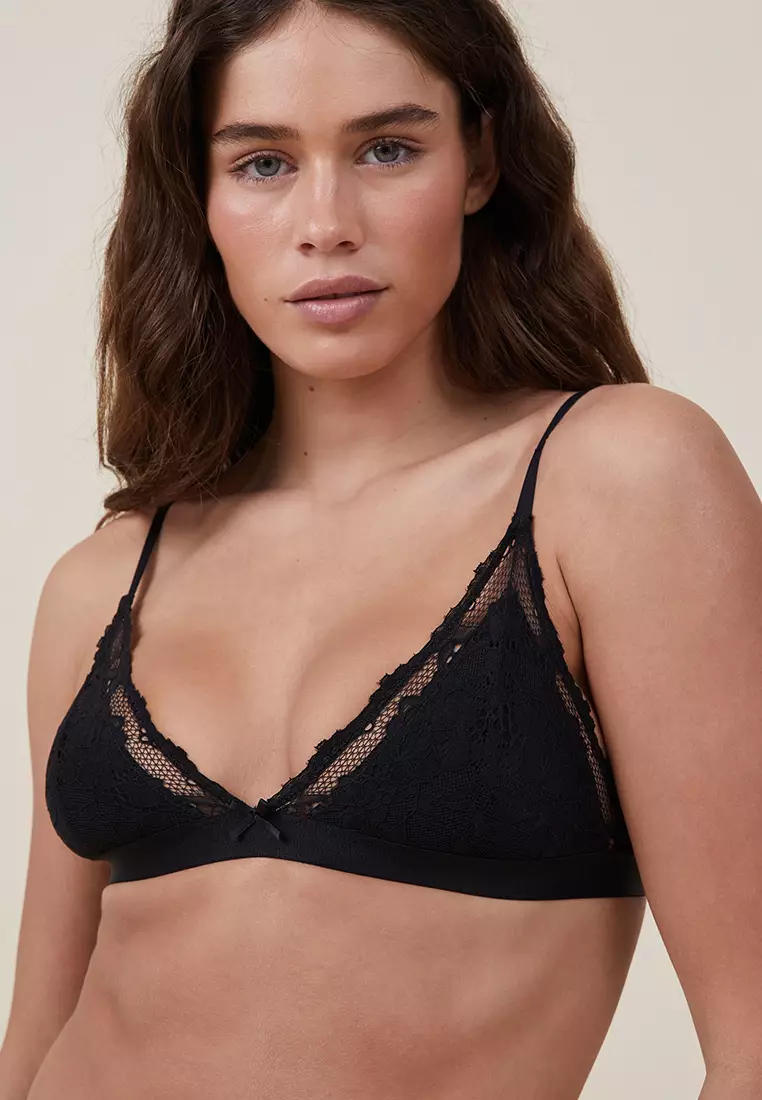 Everyday: Lace Triangle Bralette, Introducing our Lace Triangle Bralette  ❤️ It's contoured at the bust for a flattering look. This bra has minimal  back lines, an adjustable fit, and no