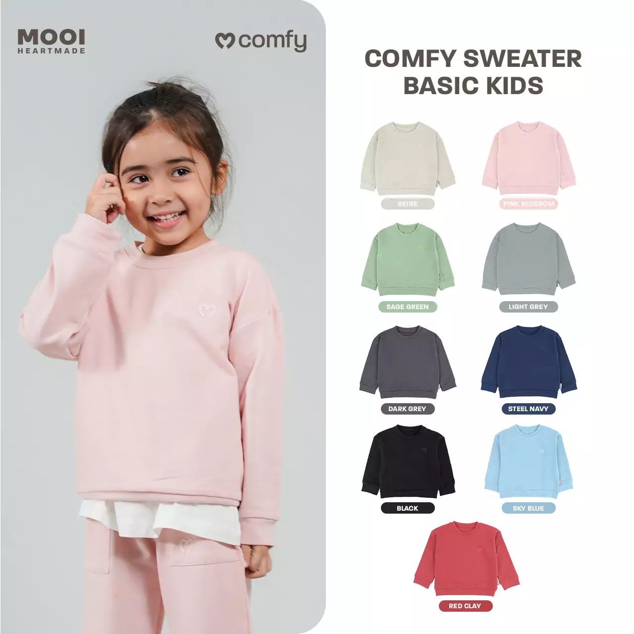 Mooi Sweater Anak Unisex Comfy Sweater Basic Kids - Sage Green