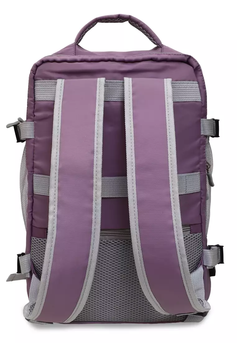 Afra Tas Ransel Wanita Motif Polos Casual Backpack Multifunction Large Compartment Material Nylon ORIGINAL - Purple
