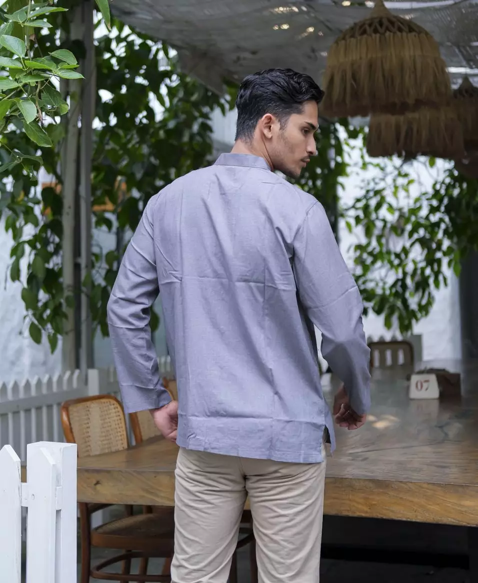 Koko Pria Lengan Panjang  A2J12 Abu Tua