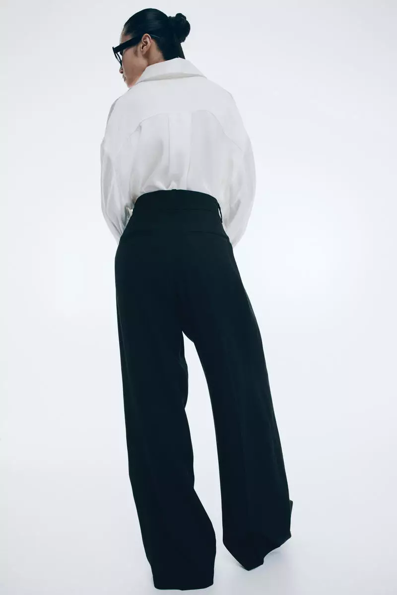 Wide linen-blend trousers