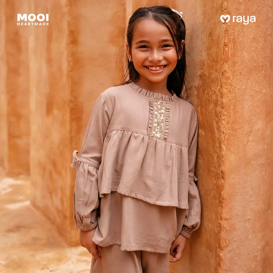 Mooi Setelan Anak Perempuan Raya Collection Mariyah Tunic Set - Dusty Blue