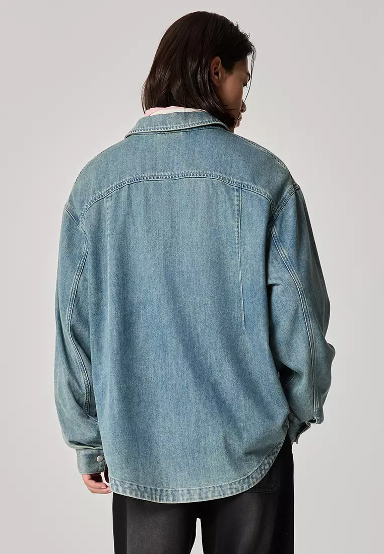 男裝鳶尾花 LOGO 復古休閒長袖裇衫