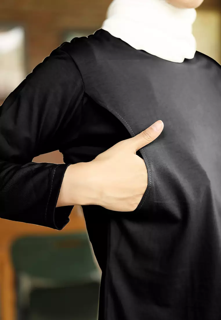 Momira Nursing Long Sleeve T-Shirt | Atasan Basic Lengan Panjang | Kaos Ibu Menyusui - L