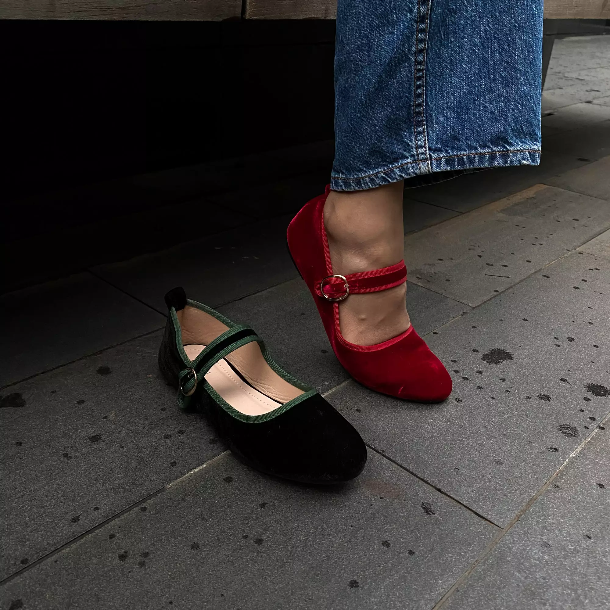 Blow Lensi Velvet Mary Jane Flats Shoes BLWF 0014