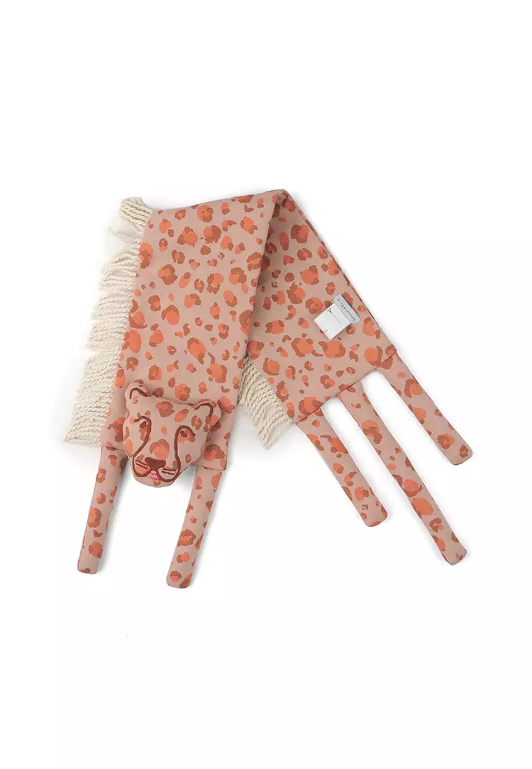 Girls Leopard Scarf With Fringes