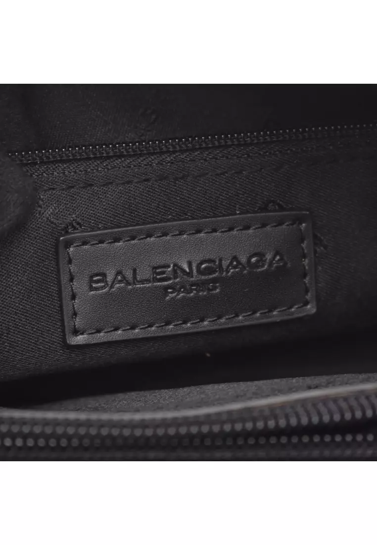 Pre-Loved BALENCIAGA BB monogram Handbag canvas leather black