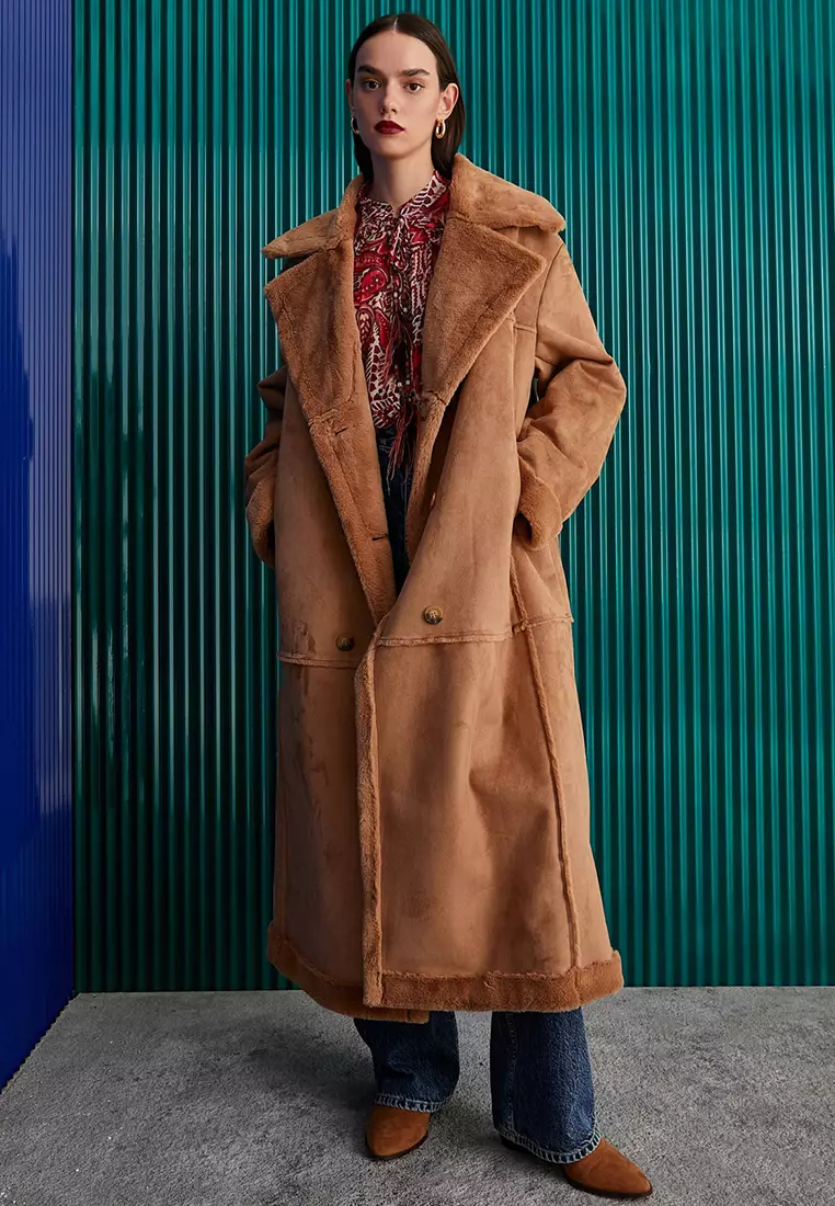 Suede look coat hot sale