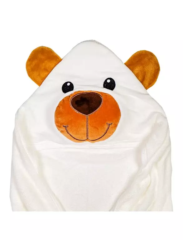Premium 3D Animal Hooded Bamboo Bath Towel White Bear (400GSM)