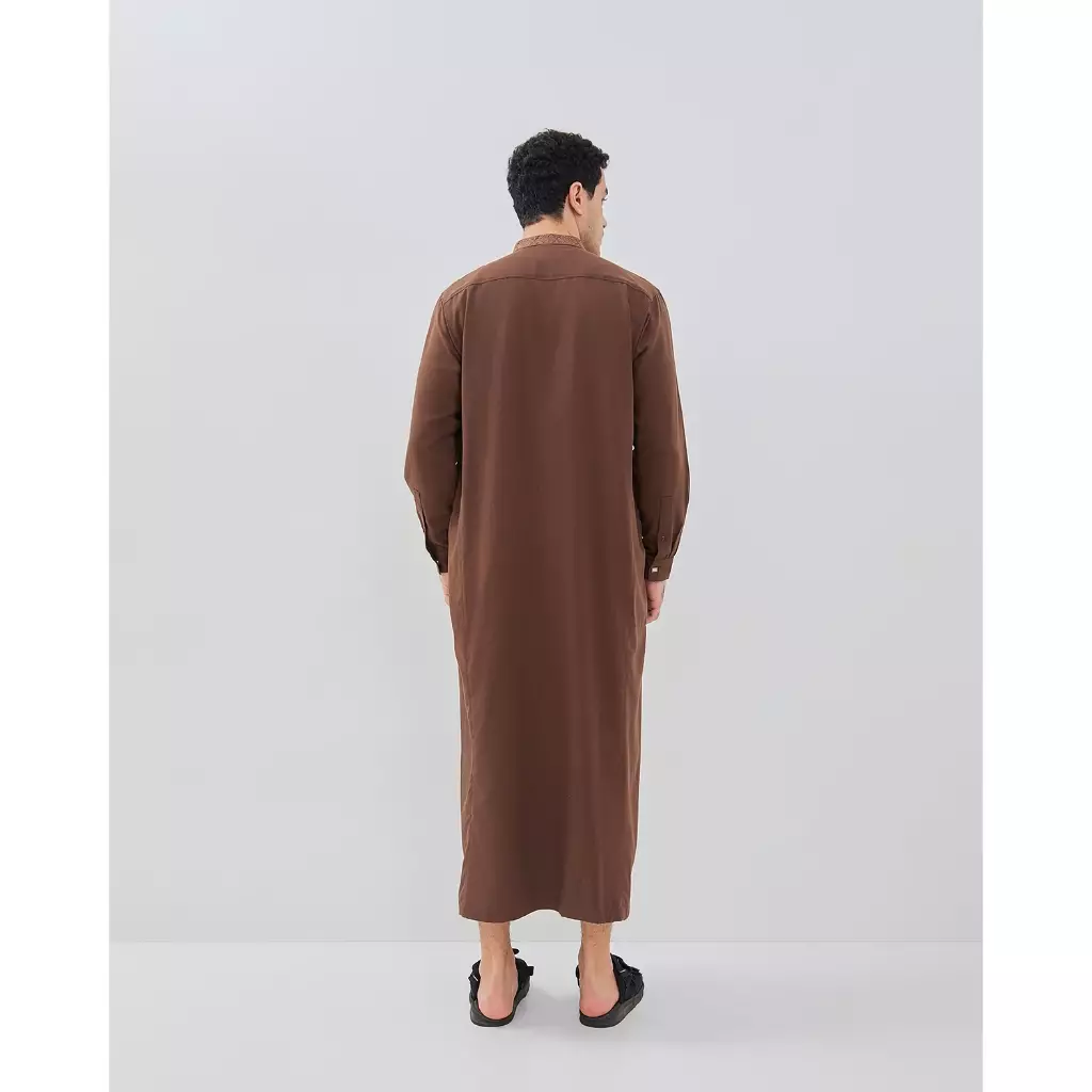 AMK Jubah Gamis Pria Thobe KK Taqi L/s Brown Warna Brown