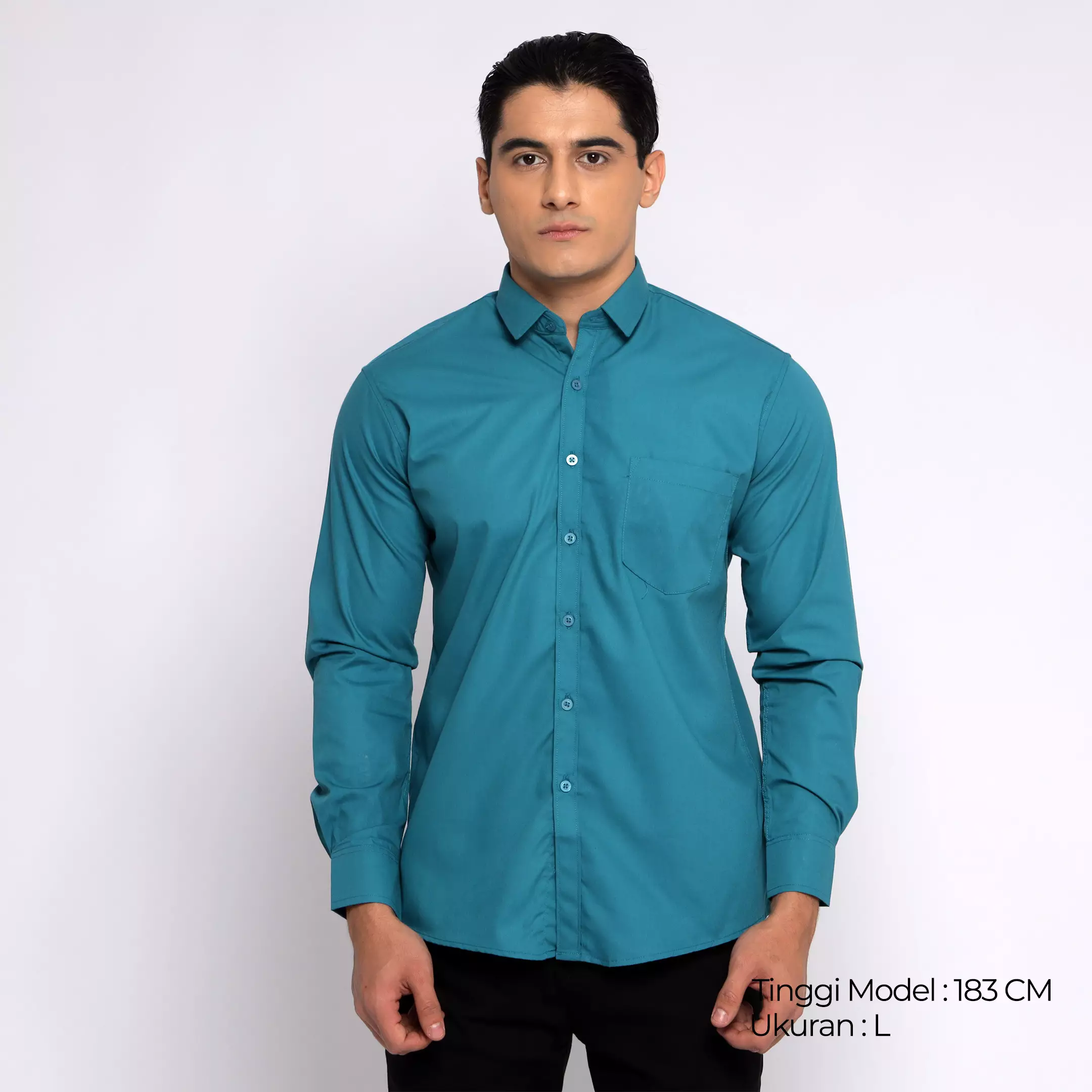 Simple Perfect Kemeja Pria Lengan Panjang Polos | Premium Solid Basic Gallant Shirt 7714 Tosca