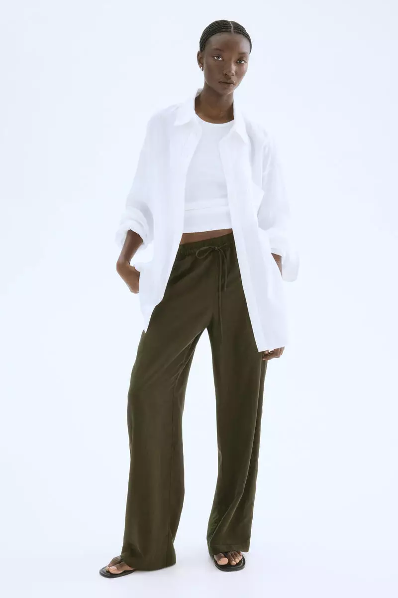 Linen-blend trousers