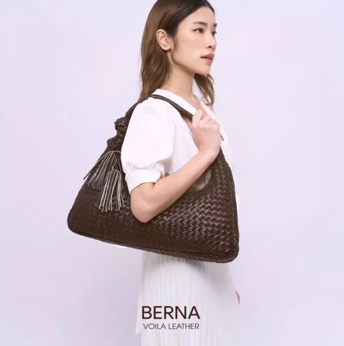 VOILA LEATHER Tas Tote Tas Shoulder Wanita Kulit Asli Gneuine Leather Tote Bag Shoulder Bag BERNA Brown